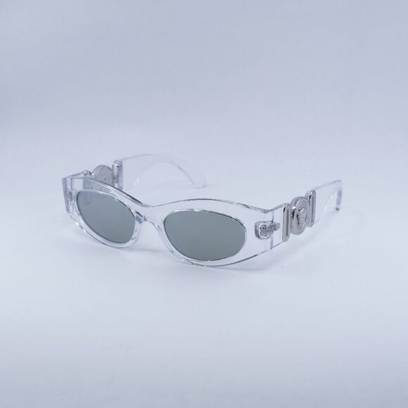 Versace VE4480U 148/30 Sunglasses Crystal Oval Frame, Green with Silver Lenses main image 8